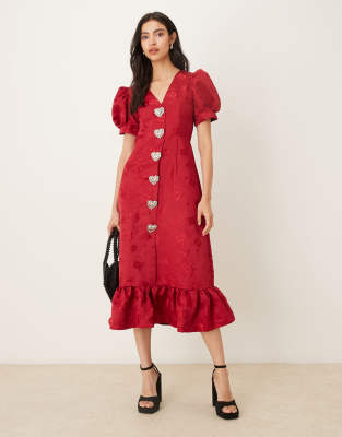 Sister Jane - Carnival - Robe mi-longue manches bouffantes à boutons en ...