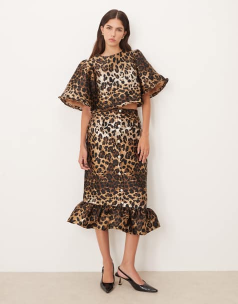 Sister Jane jacquard midi skirt co-ord in leopard print