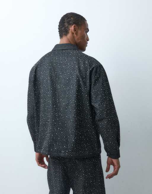 Sister Jane chemise en jean ornementée unisexe en ensemble, gris charbon, 4 de 4