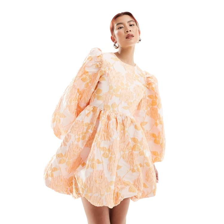 Sister Jane Cherish jacquard mini dress in peach floral | ASOS