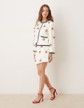 [sister jane] Sister Jane cherry embellished tweed mini skirt in cream (part of a set)-White XS Cream