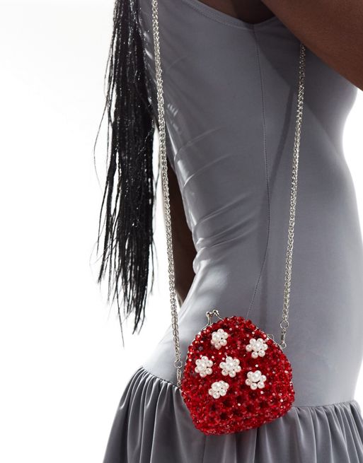 Sister Jane cherry floral beaded bag in red