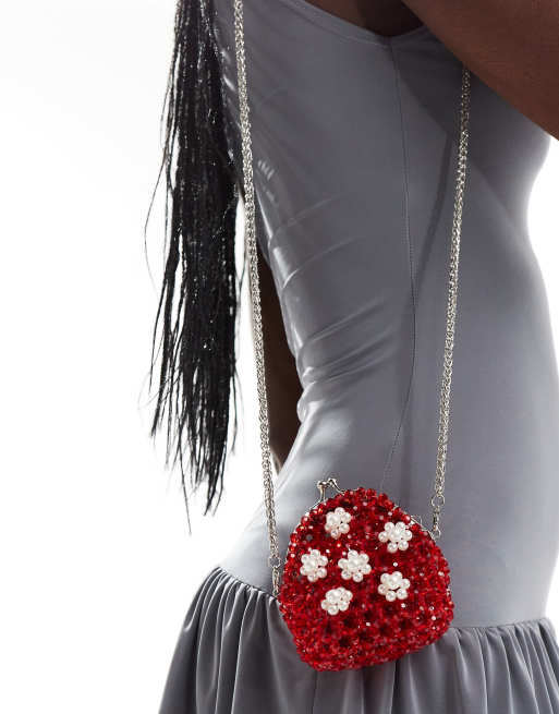  Sister Jane cherry floral beaded bag in red