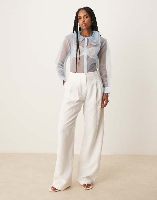 Sister Jane Chicory sheer organza blouse in light blue | ASOS