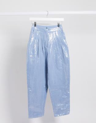 Sister Jane cigarette pants in sequin two-piece-Blue