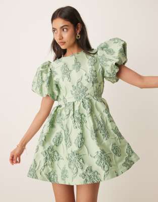 Sister Jane - Clover - Jacquard-Minikleid in Salbeigrün