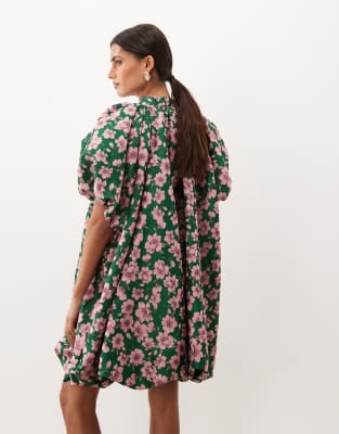 Sister Jane Colette jacquard high neck puff sleeve bubble hem mini