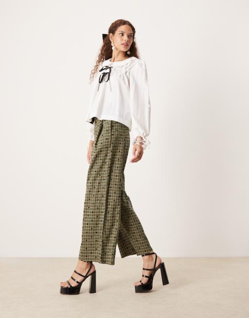 Sister Jane contrast bow trousers co-ord in check