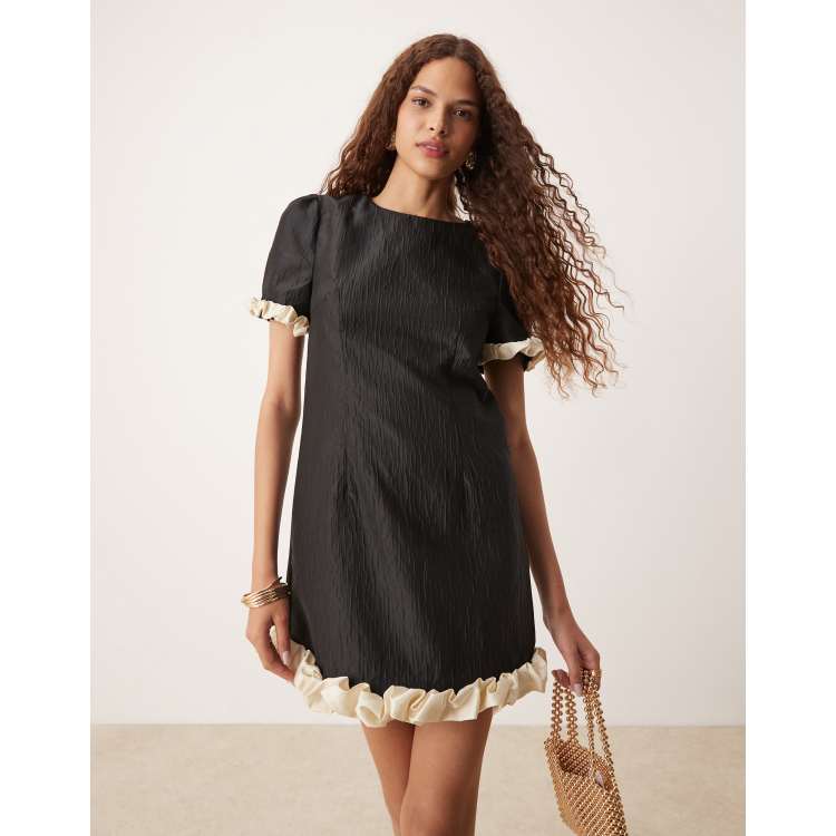 Sister Jane contrast bubble mini dress in black | ASOS