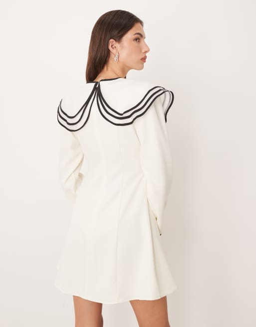 Sister Jane contrast layered oversized collar mini dress in white, 2 of 4