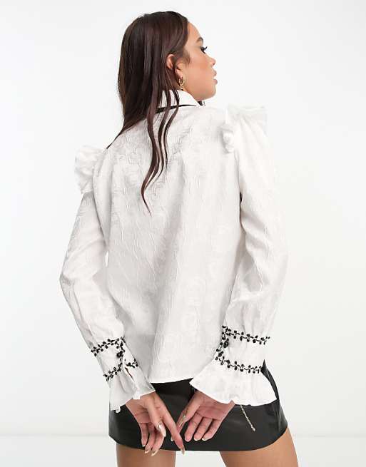 Stitched Ruffled Bow Sweater Stitched Ruffled Bow Sweater