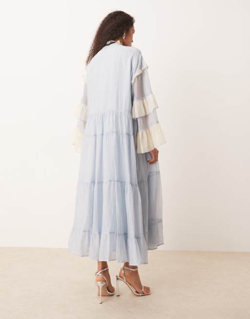 Sister Jane contrast tiered tulle maxi dress in pastel blue | ASOS