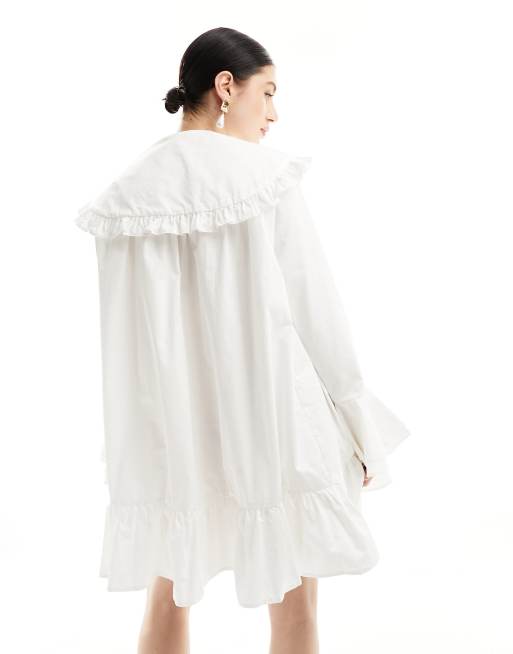 Sister Jane Curious collared shirt mini dress in ivory | ASOS