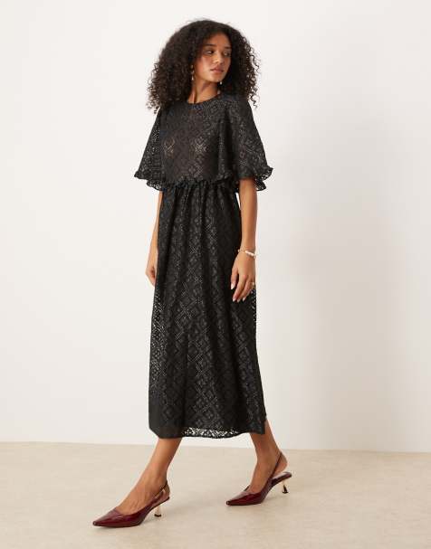 Sister Jane lace bell sleeve maxi dress in black