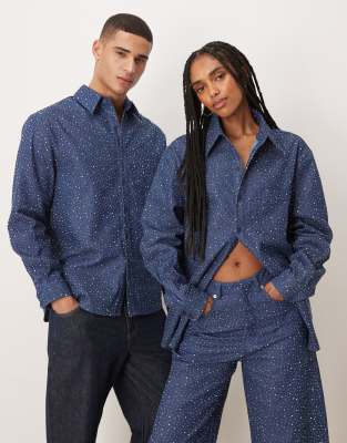 Sister Jane - Daze - Verziertes Unisex-Jeanshemd in Blau, Kombiteil