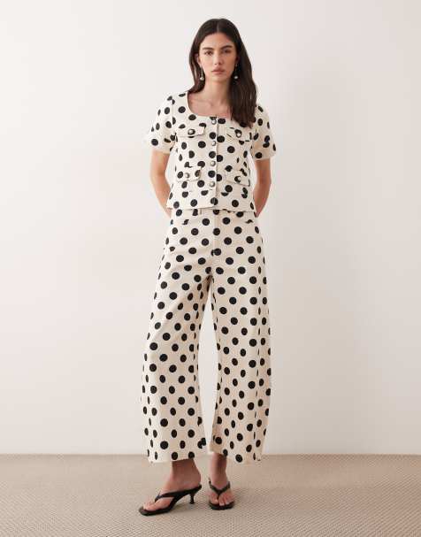 Sister Jane denim polka dot barrel jeans co-ord in ivory - view 1