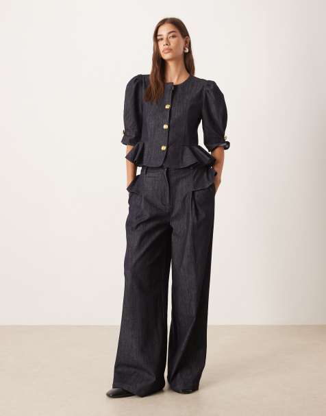 Sister Jane denim ruffle denim set in deep blue - view 1