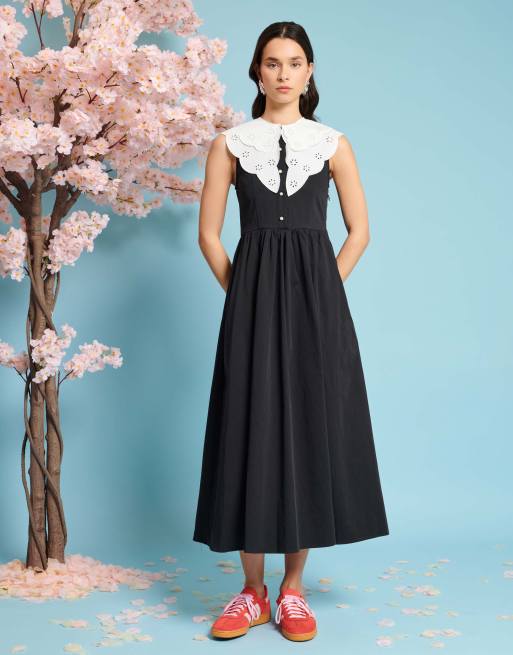  Sister Jane detachable collar midi dress in black