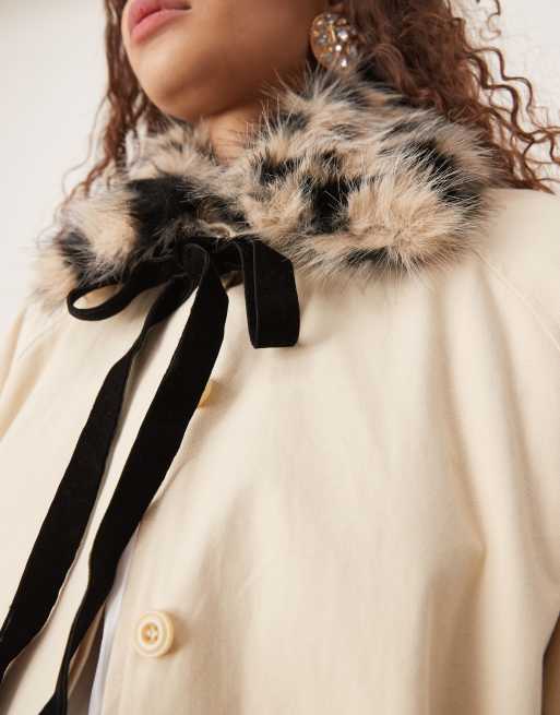 Leopard collar coat online
