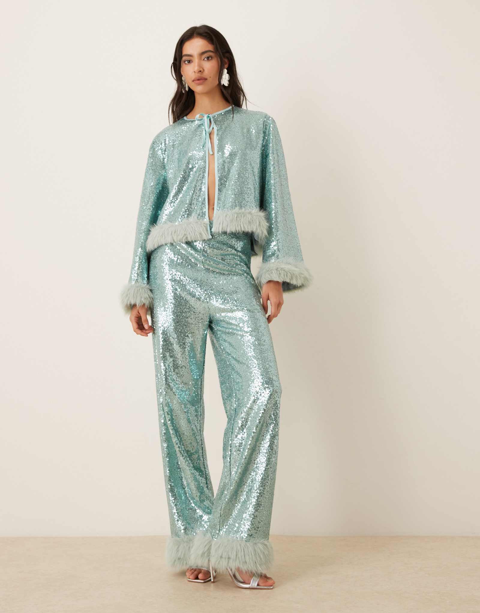 Зеленые брюки с блестками Sister Jane Disco Darling - часть комплекта