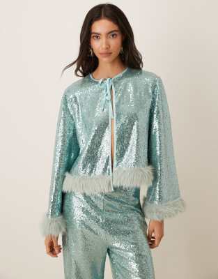 Sister Jane Disco Darling Sequin Top Co-ord In Green