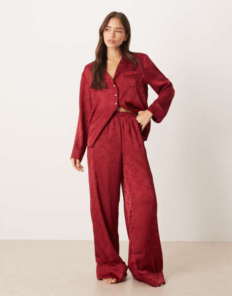 Sister Jane Dita bow pajama top and pants set in red - view 1