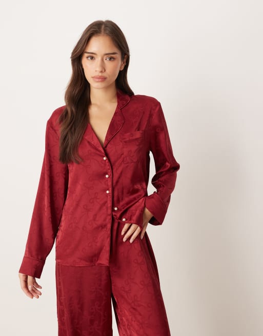 Sister Jane Dita bow pyjama top co-ord in red