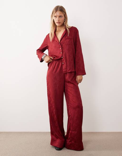Sister Jane Dita satin pyjama shirt co-ord in red bow print, 3 of 4