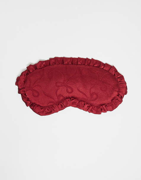 Sister Jane Dita satin ruffle trim eye mask co-ord in red bow print - view 1