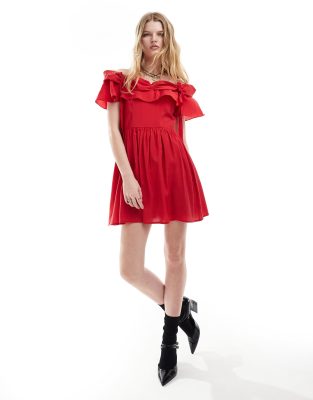 Dream drape bow mini dress in red