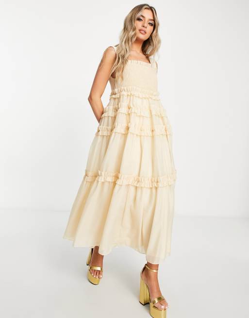Sister Jane – Dream – Hängerkleid aus Organza in Sanftgelb mit eckigem Ausschnitt