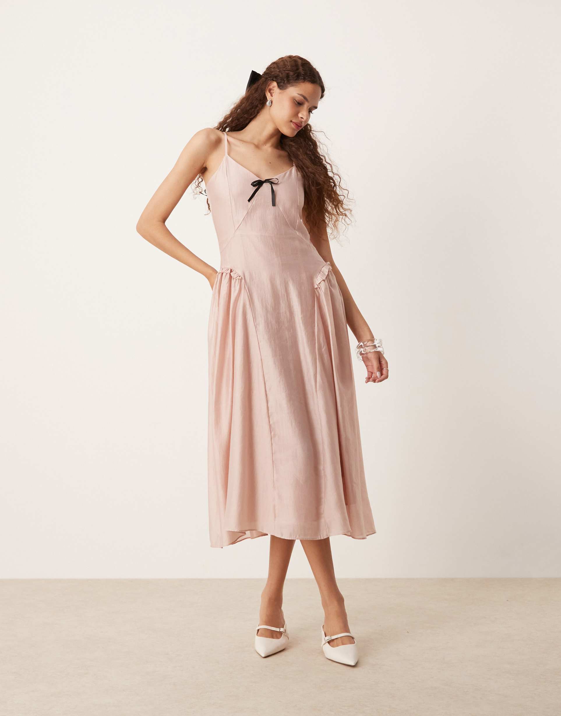 sister jane drop hem maxi dress in dusty pink