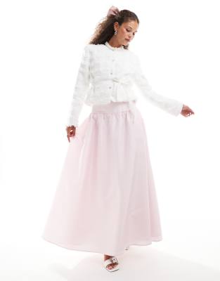 drop hem midaxi skirt in powder pink - part of a set