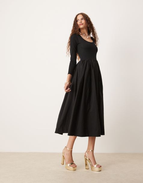Sister Jane drop hem pocket maxi dress in black - view 1