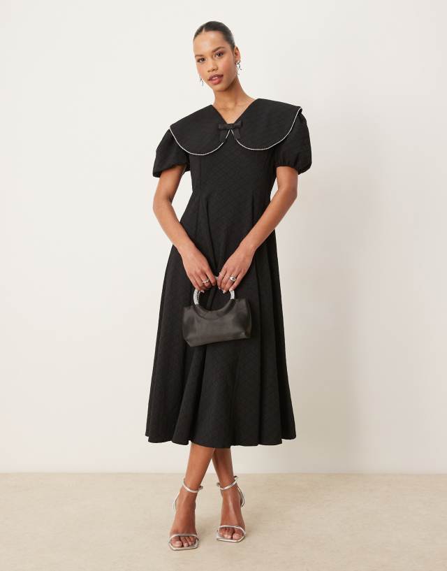 新品未使用sister jane Ara Collar Midi Dress Sister Jane embellished collar midi dress in black | ASOS