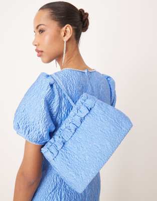 embellished jacquard bag in cornflower blue - part of a set