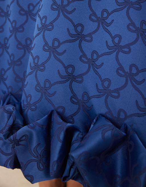 Sister Jane exclusive bubble hem midaxi dress in midnight bow print, 3 of 4