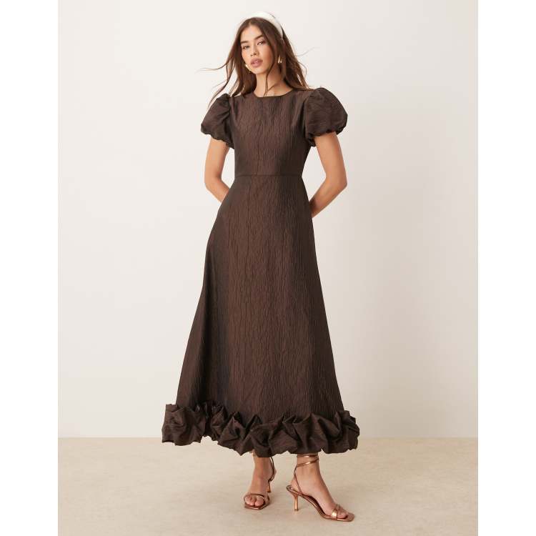 Sister Jane exclusive puff sleeve bubble hem midaxi dress in
