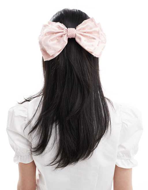 Sister Jane - Fermaglio per capelli rosa a forma di fiocco con perline