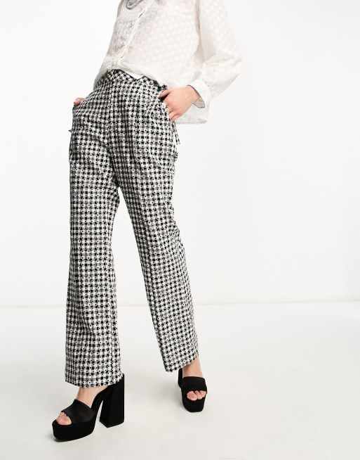 Sister Jane - Flare-broek met strikdetail in zwarte gingham ruit, deel van co-ord set