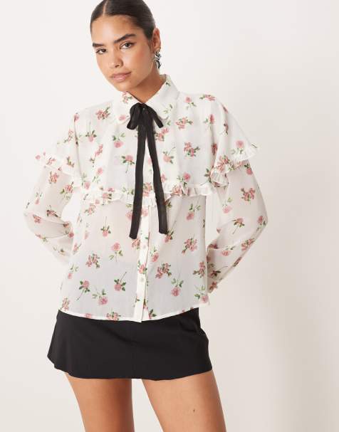 Sister Jane floral cape pussybow shirt in floral - view 1
