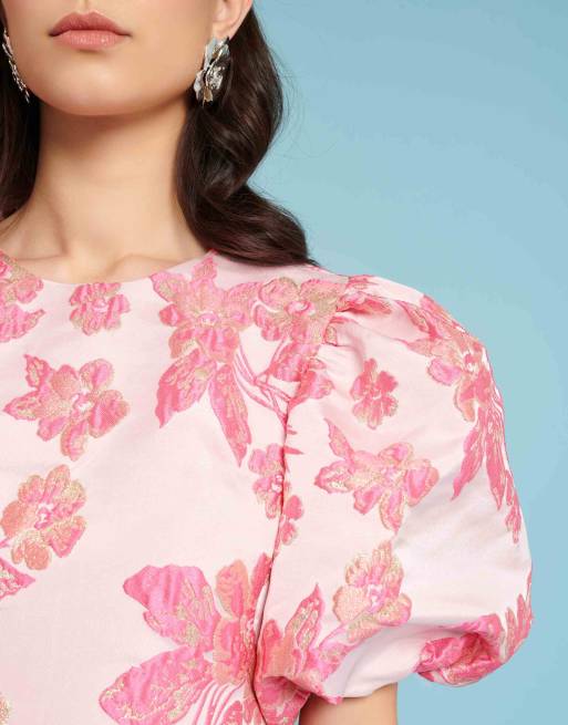 Sister Jane floral jacquard mini dress in pink | ASOS
