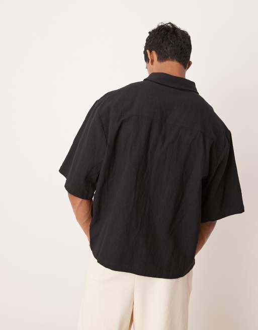 Sister Jane flower embroidered boxy shirt in black, 2 of 4