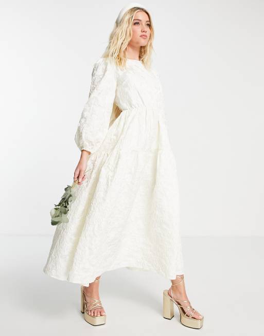 Sister Jane – För bruden – Maxiklänning i blommig jacquard med rosett baktill, 3 av 4