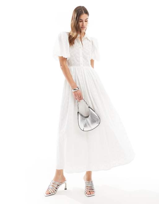 Sister Jane - Geborduurde midi jurk in wit