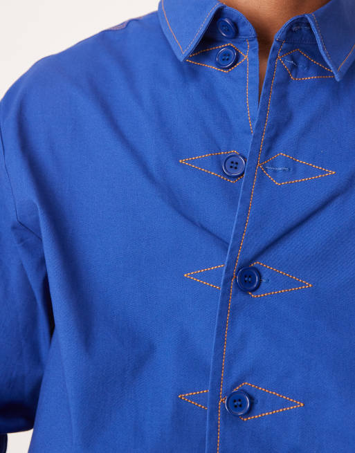 Sister Jane - Giacca unisex blu con spille rimovibili, 3 di 4