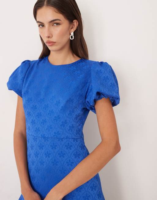 Sister Jane godet jacquard midi dress in colbalt blue, 2 of 4