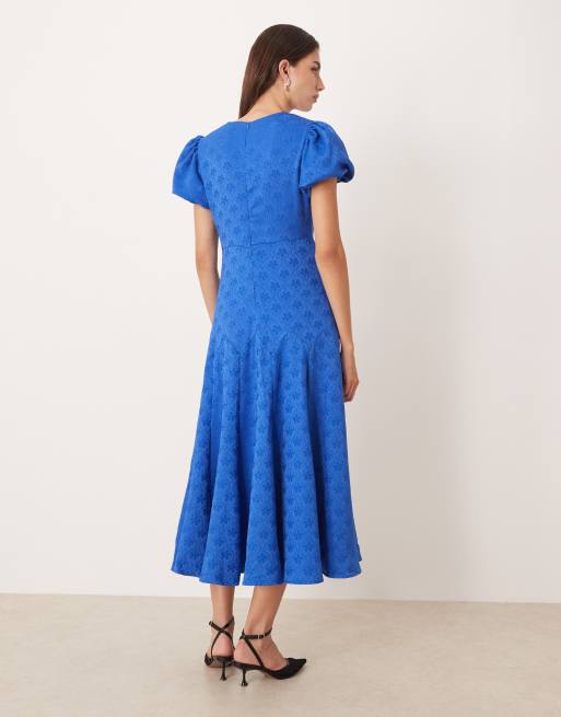 Sister Jane godet jacquard midi dress in colbalt blue, 4 of 4