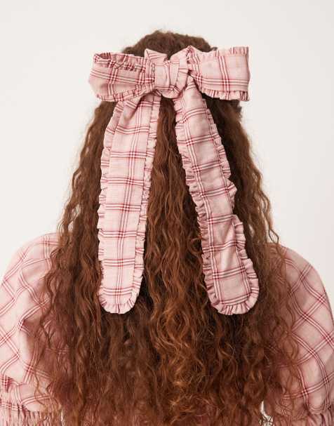 Sister Jane hair bow scrunchie in pink check - view 1