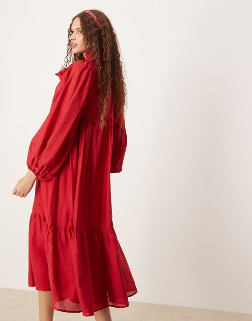 Sister Jane - Halflange jurk met strik in rood, 2 van 4